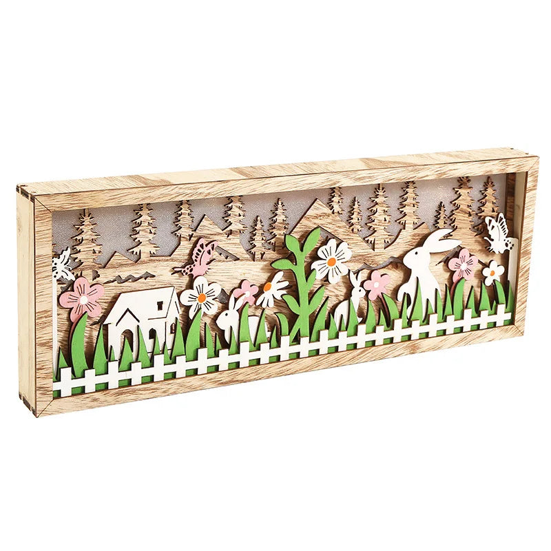 Easter and Thanksgiving 3 Original Wholesale Easter wood carving Wooden photo frame Easter bunny Easter wooden decoration