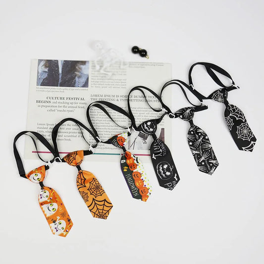 Halloween & Day of the Dead Pet Costume Halloween Puppy Neck Tie Spider Pumpkin Ghost Element Decorative Scarf Costume Accessories Pet Dog Cat Tie
