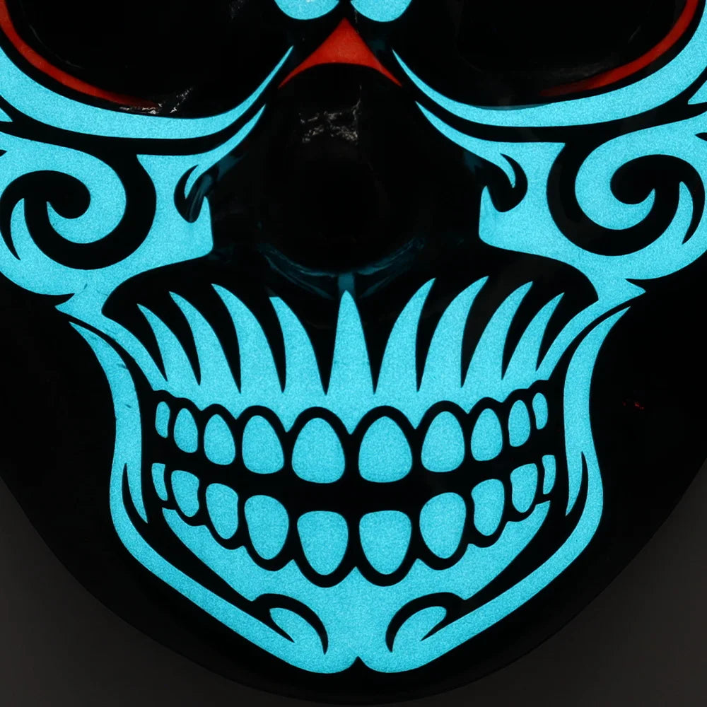 Halloween & Day of the Dead Light Emitting Diode Horror Full Face Skull Carnival Halloween Decoration Cosplay Party Lights Props Gifts 3D Light Skeleton Flash Party Mask