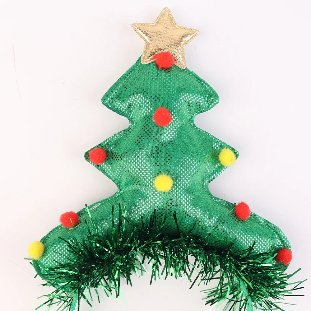 BSCI New Design Pentagram Hair Accessories Christmas Dress Up Props Pompom Spring Glitter Sequins Christmas Tree Headband