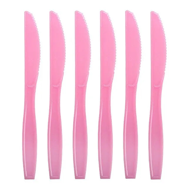 Birthday Party 2Hot pink Disposable Party Cutlery 7in Dessert Plate Eco Friendly Paper Dinner Plate 9 oz Cups Napkin pink Party Dinnerware Decor