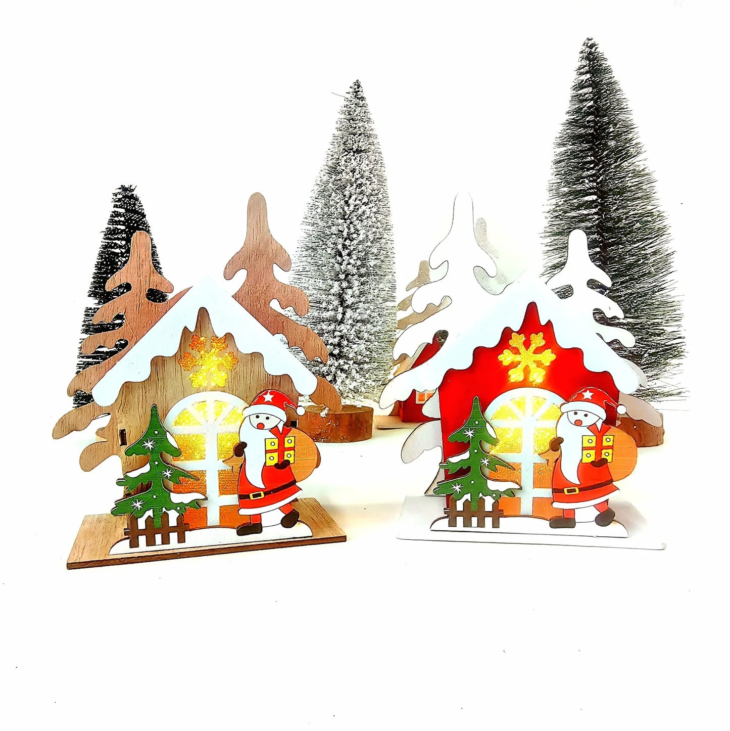 Christmas Ornaments Wooden Light Emitting Diode Light Pendant Festive Party Christmas Gifts Wooden Ornaments