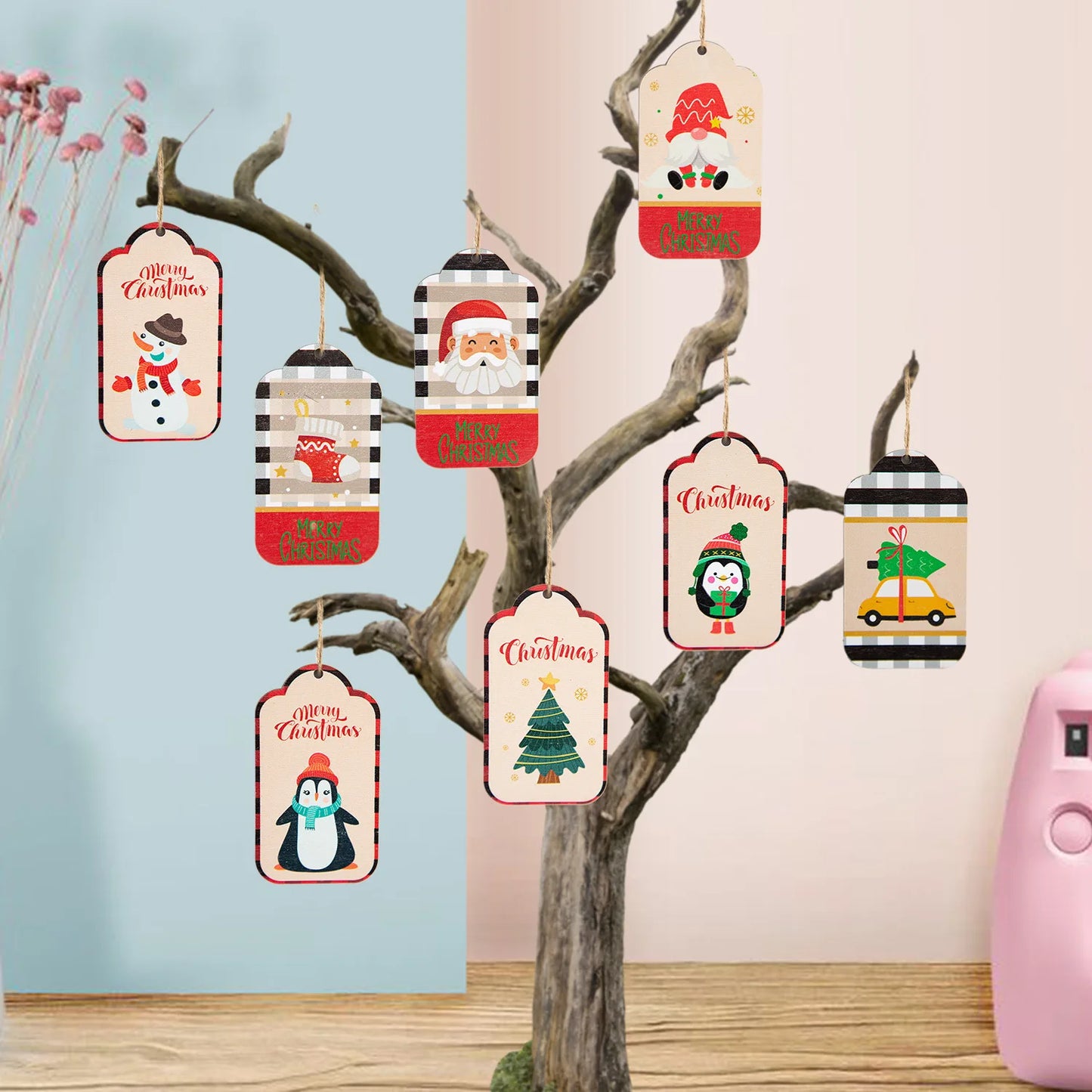 Decorative Wooden Pendant Christmas Snowman Custom Ornaments Hanging Ornaments Christmas