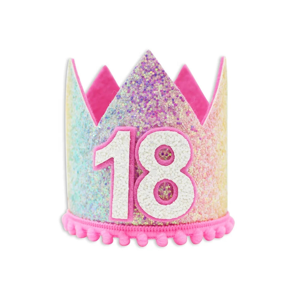 Birthday Party 2 Rainbow Baby Girl 1st Birthday Hat Headgear Headband Shiny Gold Flower Style Crown Birthday Party Crown Headband Hat