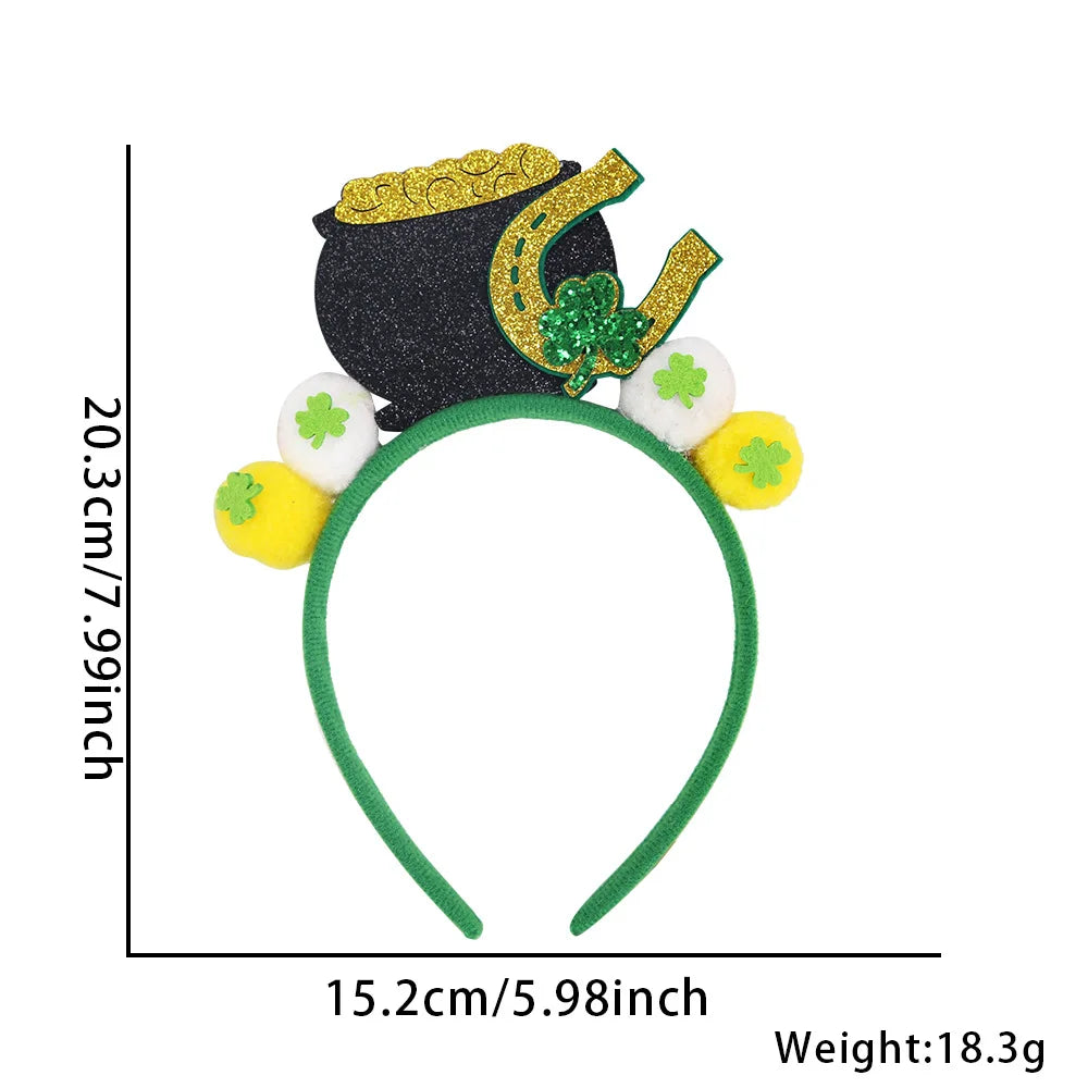 Easter and Thanksgiving 3 Irish Sequins St Patrick's Day Horseshoe Headband Carnival Headband Adult St Patrick's Day Cuckold Clover Headband