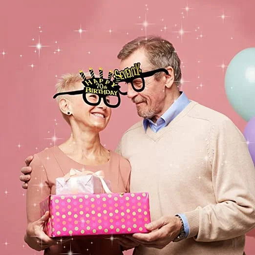 Birthday Party 2 Black Gold Theme 70th Birthday Supplies Men and Women Happy Birthday Decoration Party Glasses