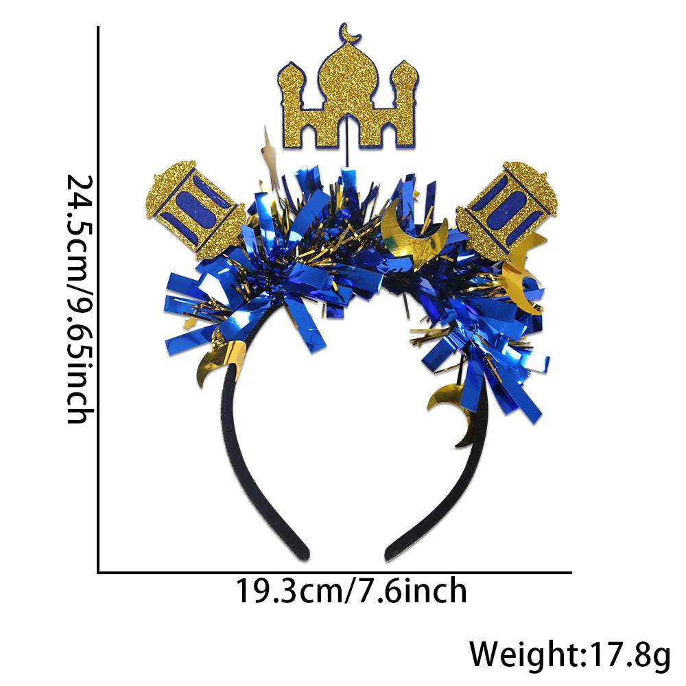 Easter and Thanksgiving 3 Muslim Color Bar Moon and Stars Headband Gifts Ramadan Photo Props Party Decoration Sulibi Flash Ramadan Castle Headband