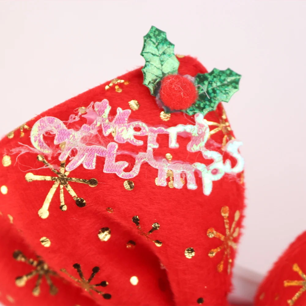 BSCI Cute Red Glitter Fabric Plush Hair Band Hair Accessories Holiday Christmas Party Supplies Decoration Christmas Bow Hairpin