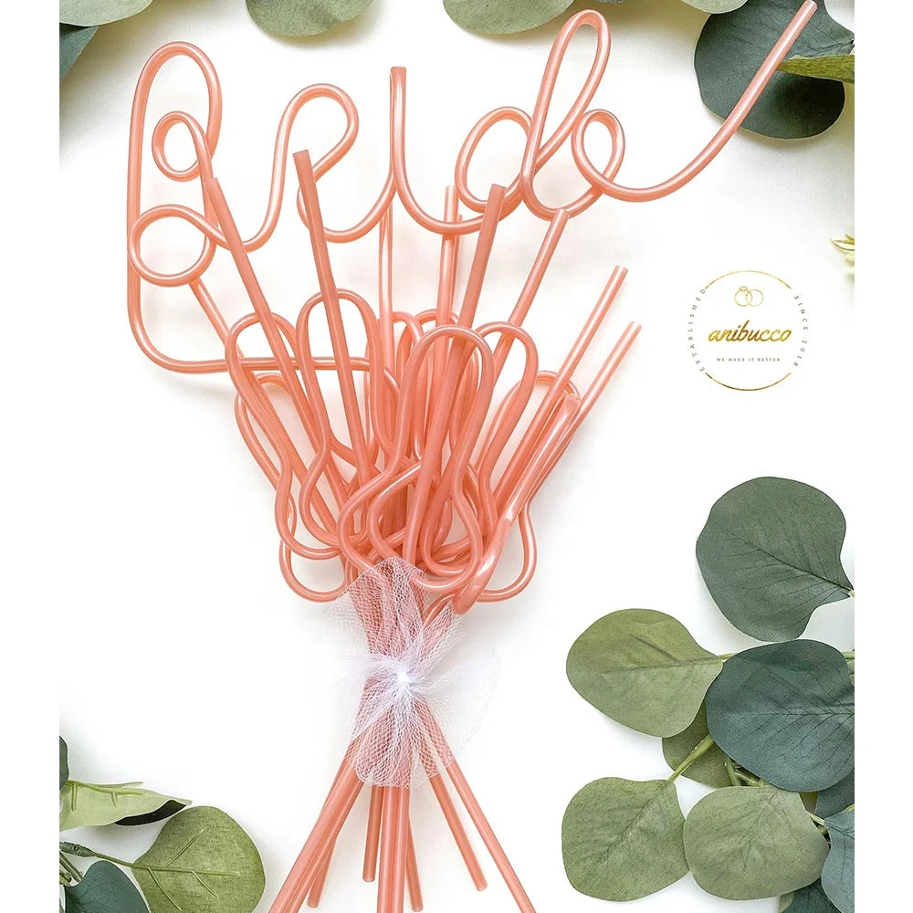Bachelorette Party 1 Penis Swirl Chick Drink Straw Supply Ornaments Pamper Naughty Crazy Swirl Penis Straw Rose Gold Bride Straw