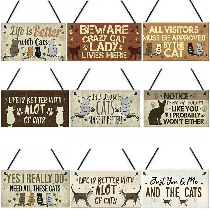 Pet festival, wholesale custom wood sign OEM cat wall listing front door home decoration rustic wooden cat sign