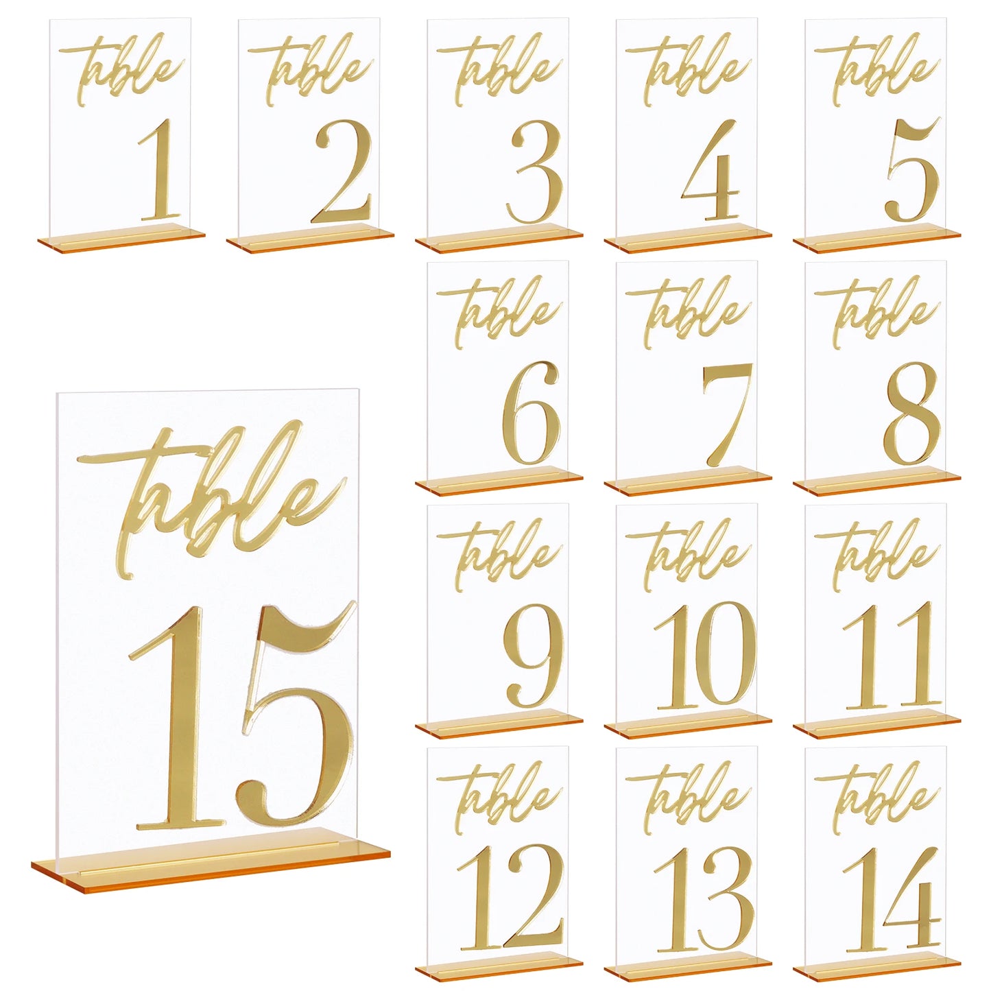 1 Wedding Party 15 Pieces 3D Transparent Acrylic Table Number Wedding Reception Event Party Restaurant Ornament Decoration Tabletop Signage Table Number