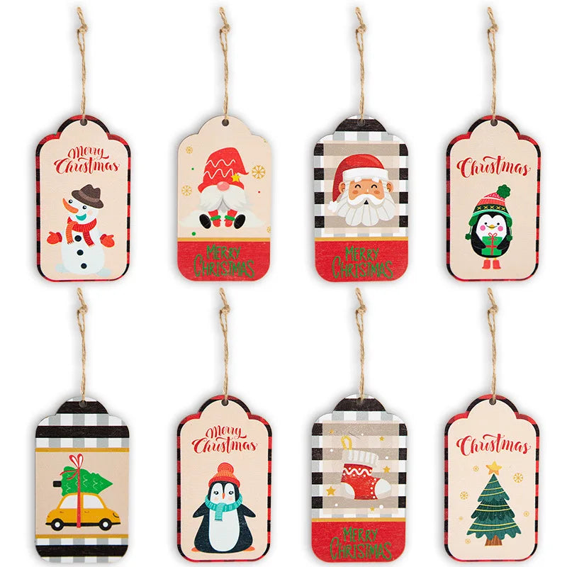 Decorative Wooden Pendant Christmas Snowman Custom Ornaments Hanging Ornaments Christmas