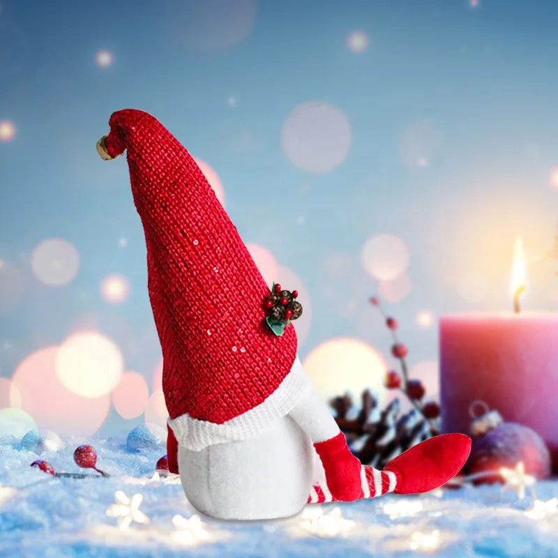 Christmas sitting dwarf table ornament handmade winter faceless doll home decoration Christmas sitting long-legged dwarf ornament