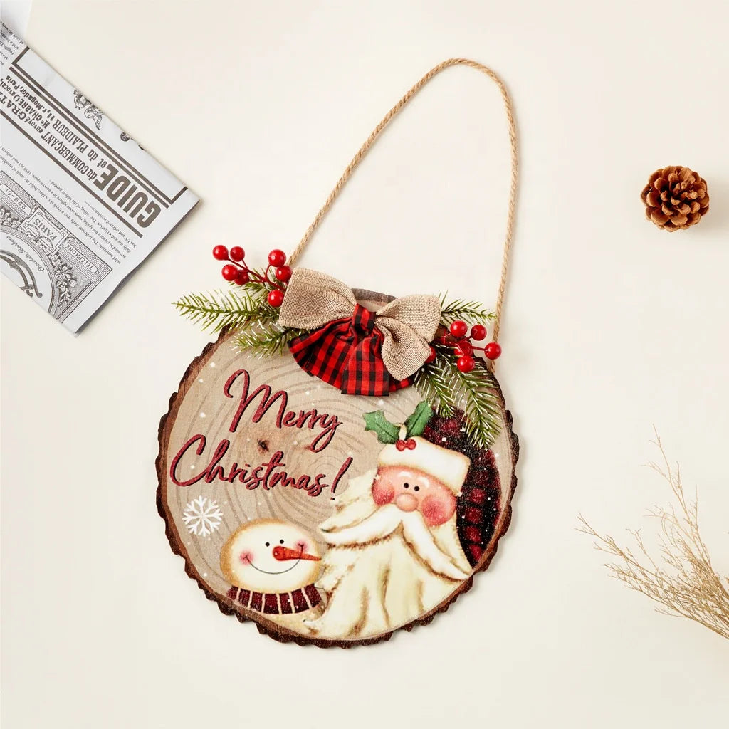 New hot-selling Christmas tree ornaments wooden Santa snowman Christmas tree hanging decoration Christmas wooden pendant decoration