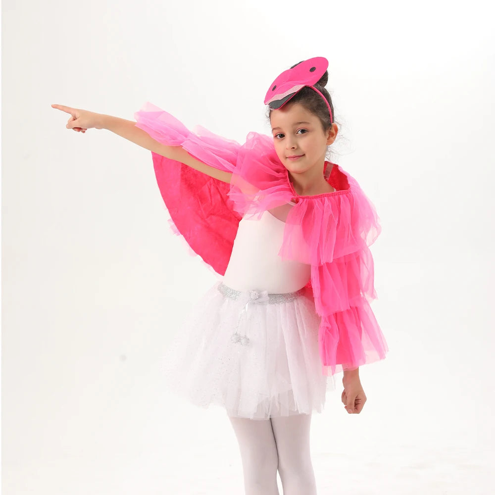 Festa de Aniversário 2 Atacado Rosa Flamingo Rosa Festa de Aniversário Vestir Menina Natal Halloween Cosplay Traje Tiara Saia 