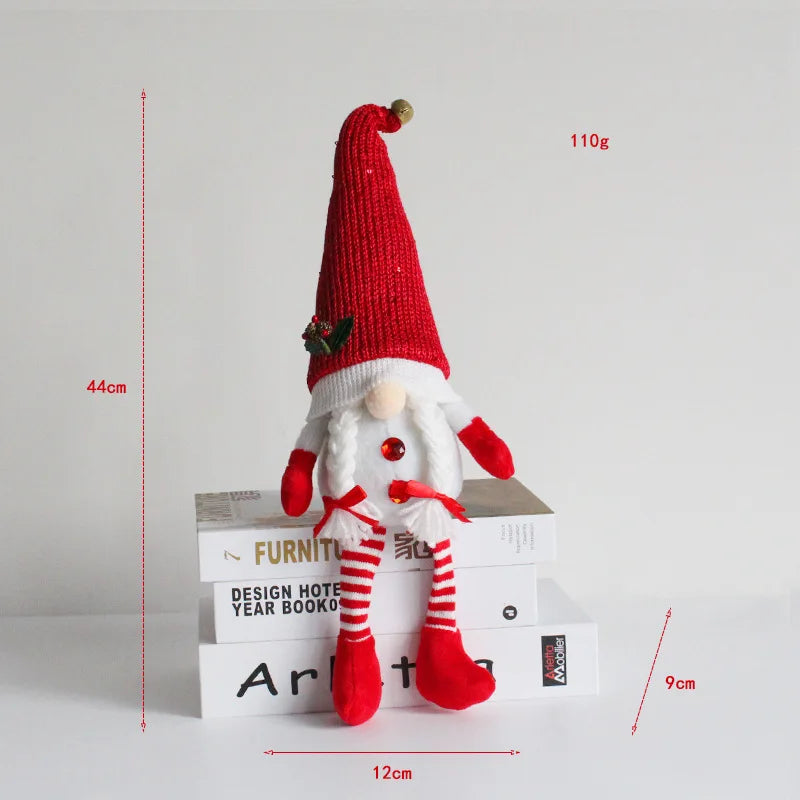 Christmas sitting dwarf table ornament handmade winter faceless doll home decoration Christmas sitting long-legged dwarf ornament