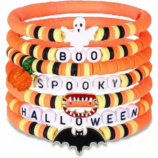 Halloween & Death Day Pafu Halloween Bracelet Ornaments Custom DIY Beads Bohemian Layered Bracelet Set Friendship Bracelet Girls & Girls Gifts