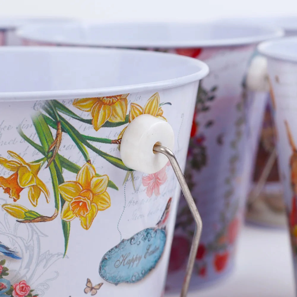 Easter and Thanksgiving 3 Bunny Barrel Spring Egg Hunt Kids School Home Decoration Easter Themed Party Decoration Easter Metal Barrel