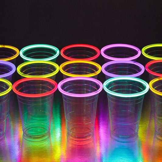 Birthday Party 2 Glow in the Dark Party Supplies Disposable Glow Party Cups 16oz 20 Clear Plastic Cups