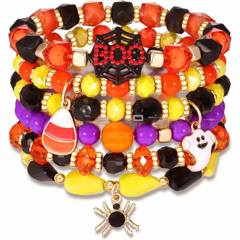 Halloween & Death Day Pafu Halloween Bracelet Ornaments Custom DIY Beads Bohemian Layered Bracelet Set Friendship Bracelet Girls & Girls Gifts