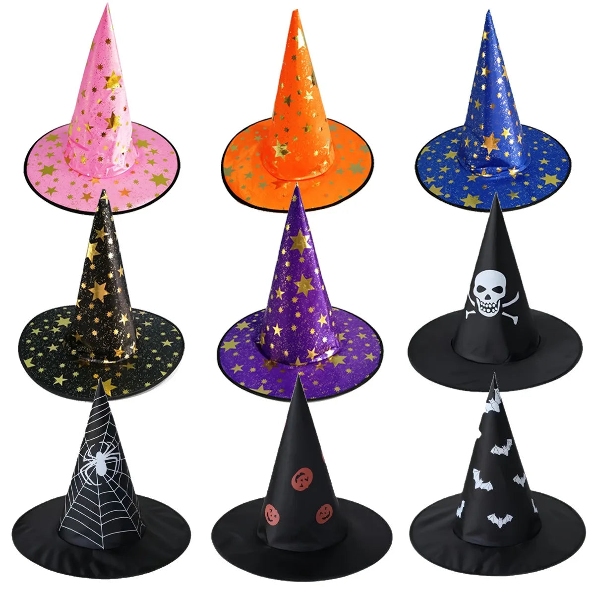 Halloween & Death Day Printed Hat Halloween Cosplay Party Favor Wicked Hat Costume Accessories Kids Costume Gothic Halloween Cone Witch Hat