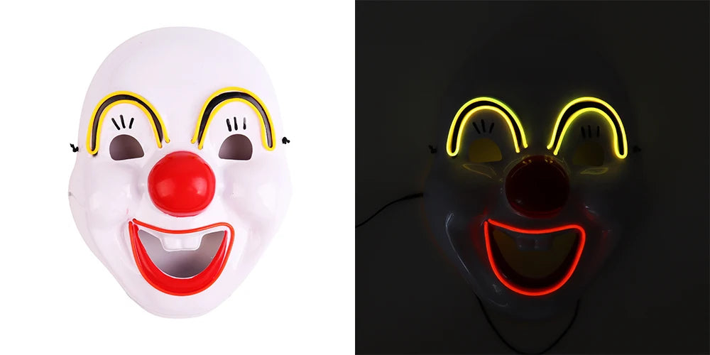 Halloween & Day of the Dead New Halloween Decorations Party Makeup Light Emitting Diode Clown Mask Halloween Party Neon Mask