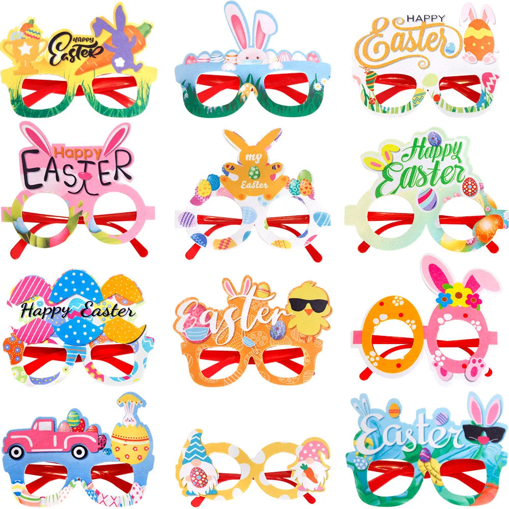 Easter and Thanksgiving 3 Novelty Easter Themed Glasses Party Glasses Decorative Glitter Bunny and Egg Sunglasses Frame Easter Party Glasses