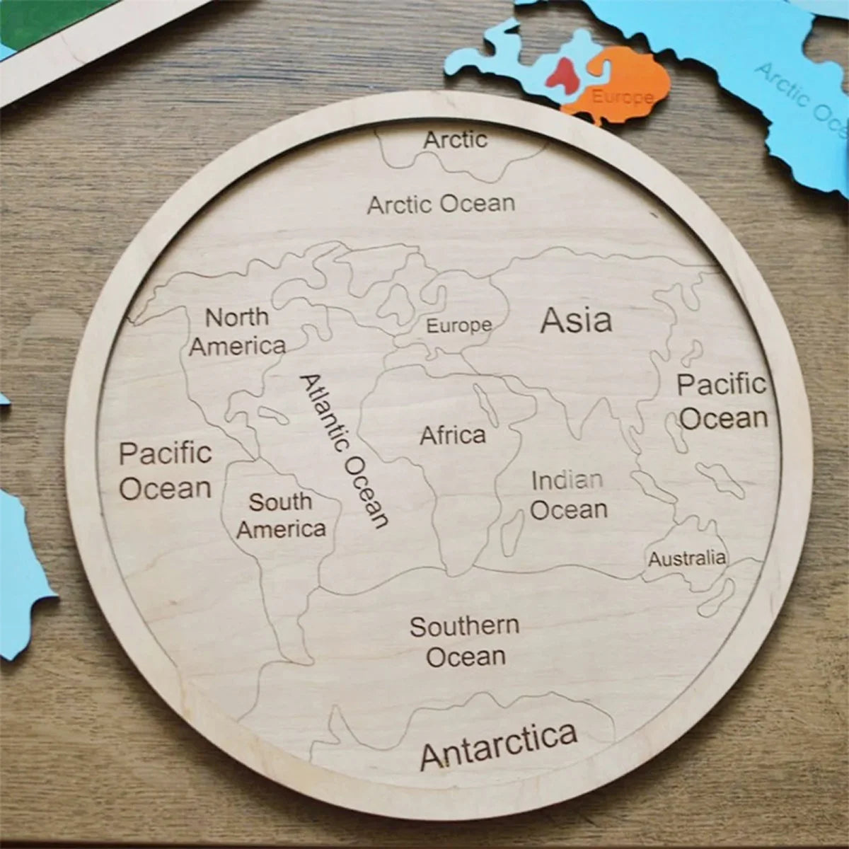 Wooden Crafts, Wooden Geography Puzzles Seven Continents Puzzles Montessori Toys