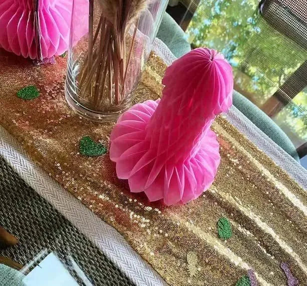 Halloween & Death Day Bachelorette Party Ornaments Willie Shape Honeycomb Poms Hot Pink Naughty Bachelorette Party Woodpecker Photo Props