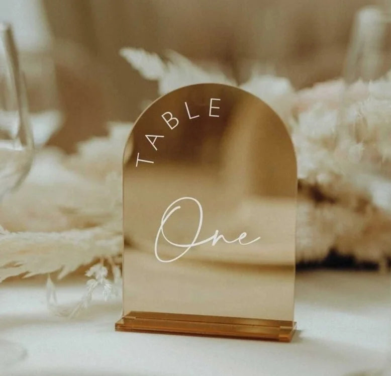 1 Wedding Party, Wedding Signage Gold Table Number Luxury Wedding Acrylic Table Number