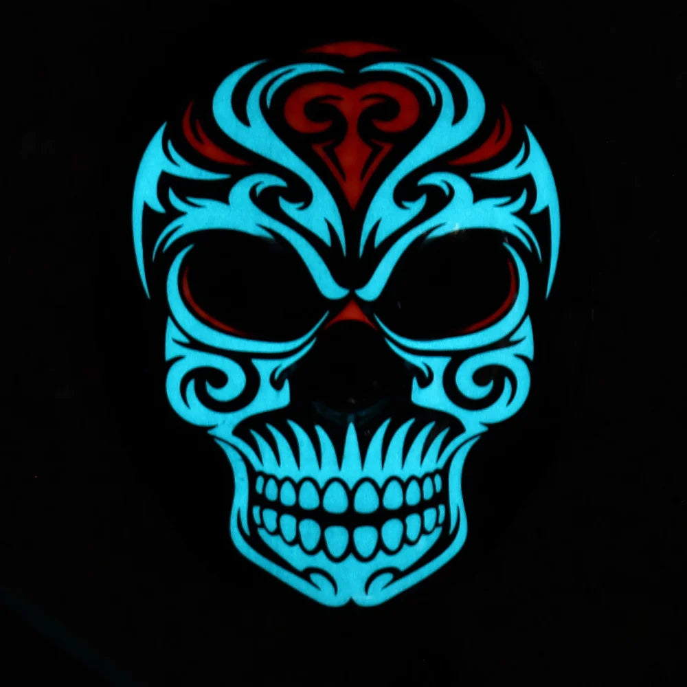 Halloween & Death Day New Halloween Ornaments Monster Glow Mask EL Mask Party Makeup Light Emitting Diode Face Reaper Mask Halloween Party