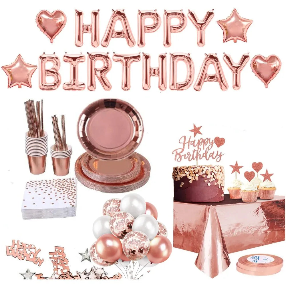 Birthday Party 2 Happy Birthday Party Decoration Rose Gold Balloon Party Supplies Rose Gold Birthday Party Kit