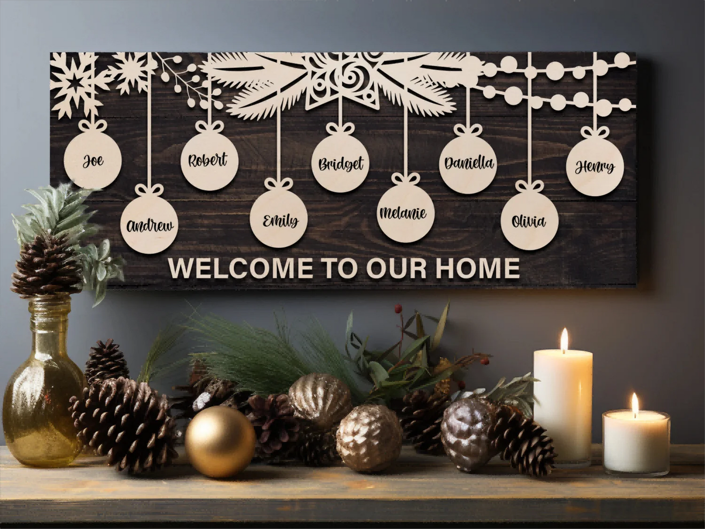 Home Decor Personalized Christmas Surname Signs Holiday Welcome Signs Customized Christmas Signs