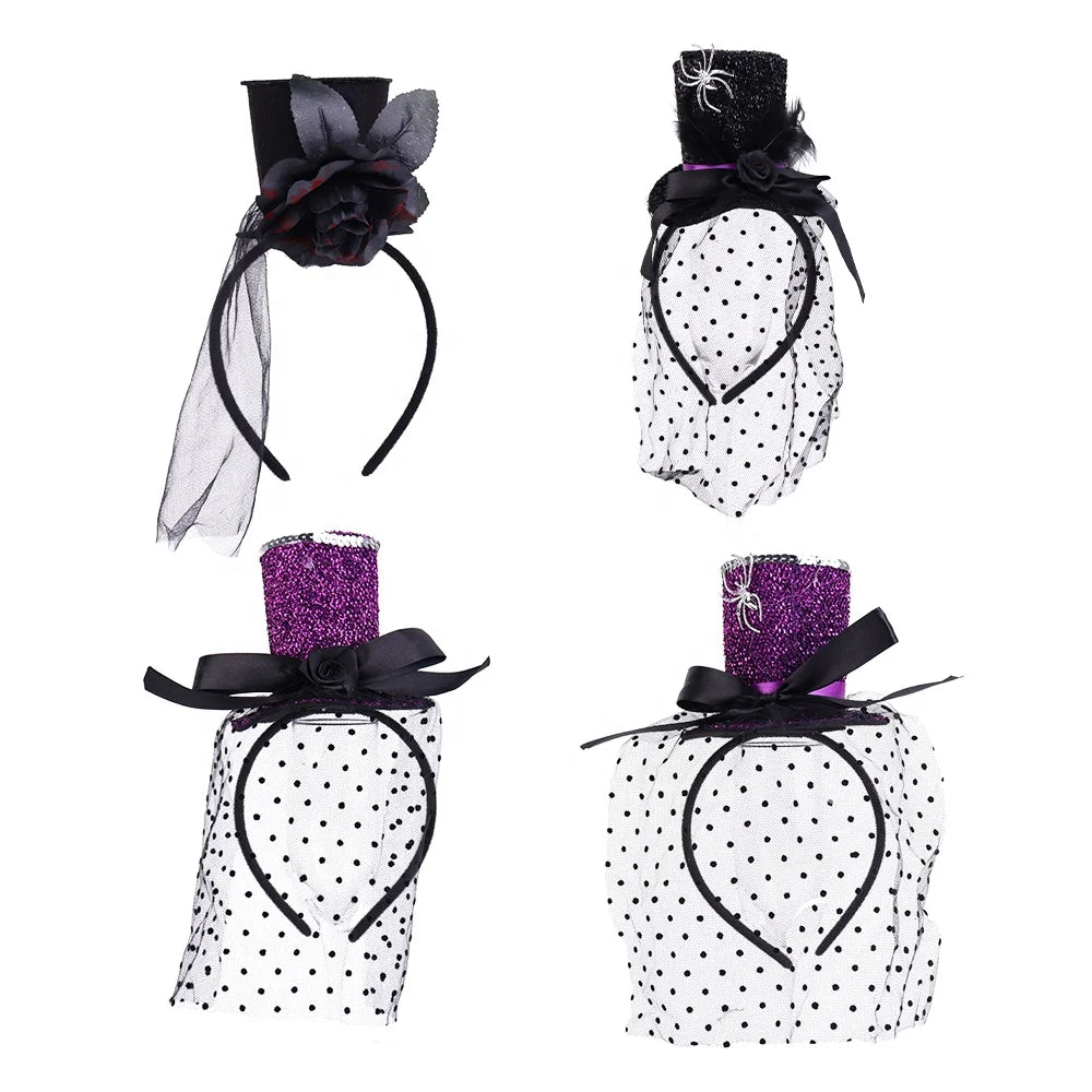 Halloween & Day of the Dead Mini Top Hat Headband Carnival Headband Women's Sequin Headband Colored Hair Accessories