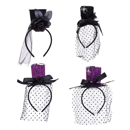 Halloween & Day of the Dead Mini Top Hat Headband Carnival Headband Women's Sequin Headband Colored Hair Accessories