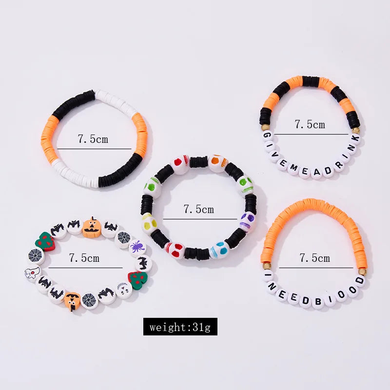 Halloween & Death Day Pafu Halloween Bracelet Ornaments Custom DIY Beads Bohemian Layered Bracelet Set Friendship Bracelet Girls & Girls Gifts