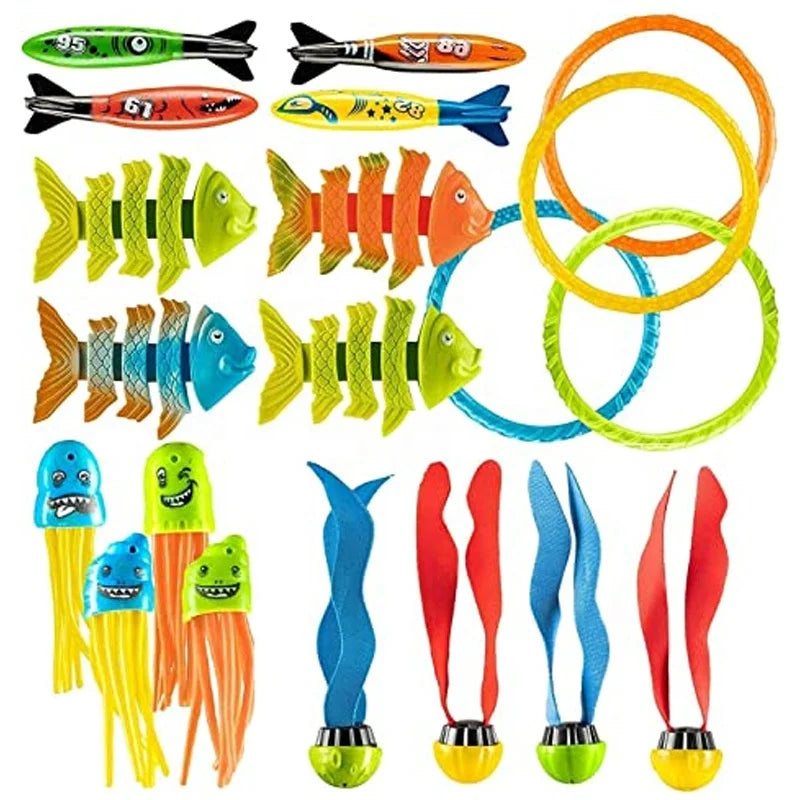 Birthday Party 2 Diving Toys Children's Outdoor Pool Treasure Hunt Diving Fish Seaweed Torpedo Jewelry Children's Water Toy Set