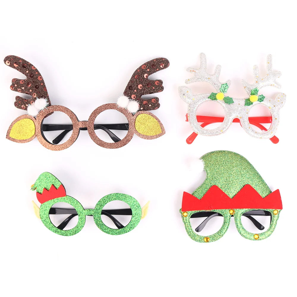 Bsci shinny holiday party photo booth props sequins kim cong pink elk antlers wabi sabi elf hat christmas glasses frame