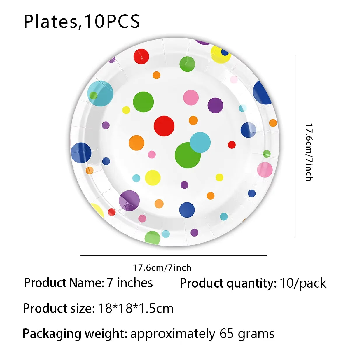 Birthday Party Simple Rainbow Dot Disposable Cutlery Set New Birthday Themed Party Decorations Include Paper Plates and Tablecloths