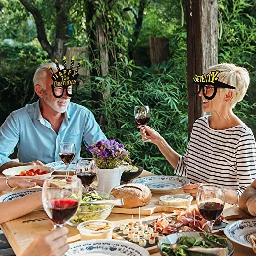 Birthday Party 2 Black Gold Theme 70th Birthday Supplies Men and Women Happy Birthday Decoration Party Glasses
