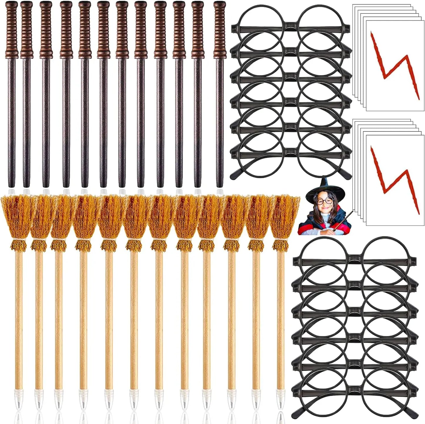 Halloween & Day of the Dead Costume Magic Themed Carnival Flash Tattoo Masquerade Magic Broom Pencil Stick