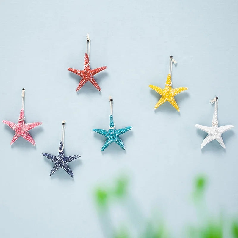 Starfish Hanging Decorative Resin Large Starfish Seaside Ornament Crafts Home Bedroom Mediterranean Wall Art Decoration