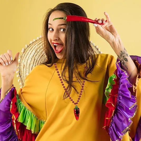 Novtyparty Eco-friendly Cinco De Mayo Holiday Party Ornaments Chili Beaded Necklace Carnival Mexico May Day Gift