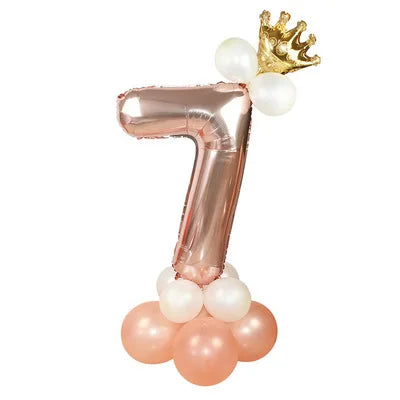 Birthday Party 2 Rose Gold Princess Prince Crown Flower Foil Balloon Wedding Baby Shower Birthday Party Decoration