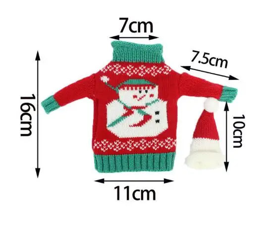 Christmas Gifts Crafts Ornaments with 4 Santa Hats Silverware Holders Ugly Christmas Sweaters Wine Bottle Caps