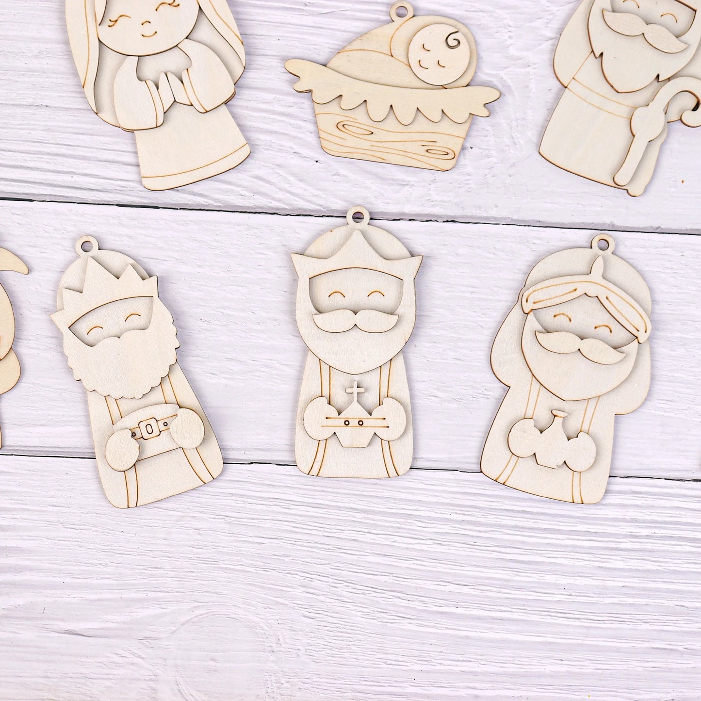 Decoração personalizada para árvore de Natal em madeira inacabada para Halloween e Dia dos Mortos, kit faça você mesmo, decoração de Natal com cena de madeira compensada 