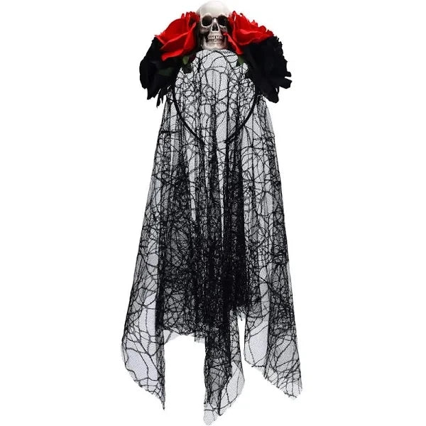 Halloween & Day of the Dead Day of the Dead Headband Dia de Los Muertos Halloween Bridal Veil Rose Crown Headgear Blood Halloween Headband