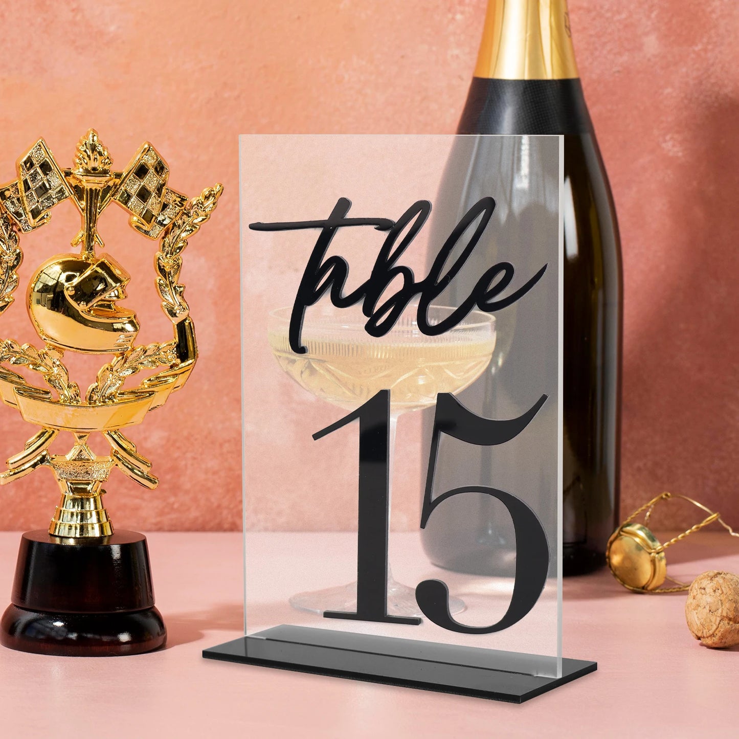 1 Wedding Party, Calligraphy Table Number Holder Table Logo Wedding Banquet Ornament Decoration Banquet Frosted Table Number Holder