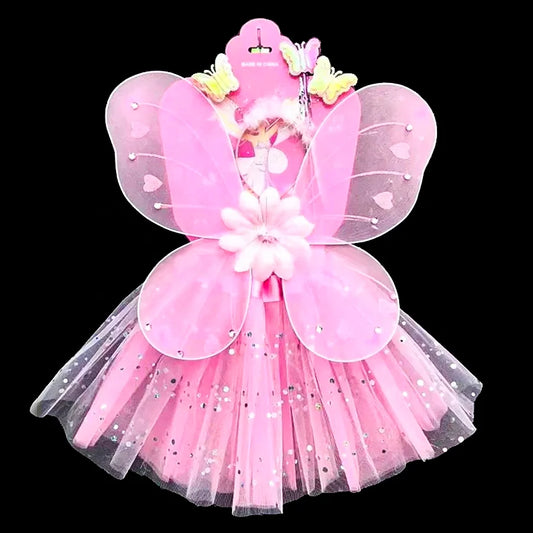 Birthday Party 2 Kids Fairy Tale Wings Costume Set Tutu Dress Wand Butterfly Wings Girls Birthday Party Supplies
