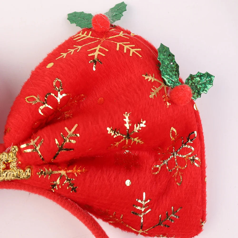 BSCI Cute Red Glitter Fabric Plush Hair Band Hair Accessories Holiday Christmas Party Supplies Decoration Christmas Bow Hairpin